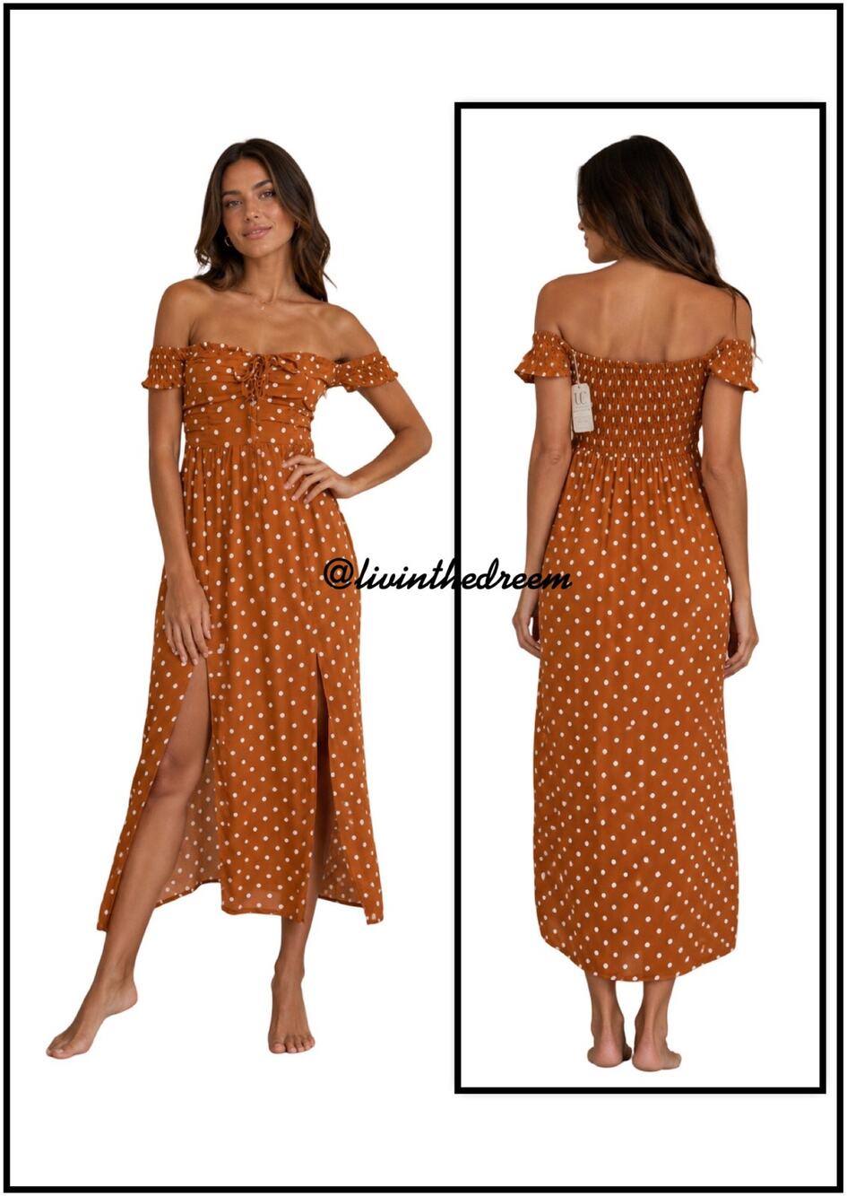 ULUWATU Polkadot High Slit Maxi  Dress SZ M $49